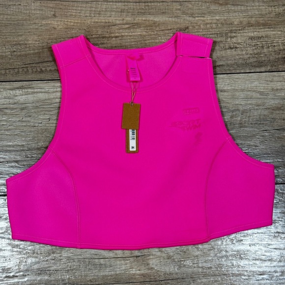 SKIMS Sport Swim Cropped Tank Top Hot Pink Sleeveless Activewear 2X - Picture 2 of 6